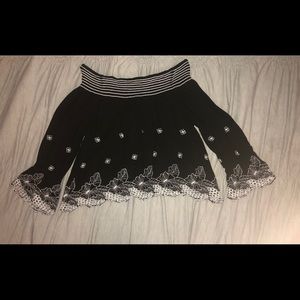 Striped + flower print off the shoulder top